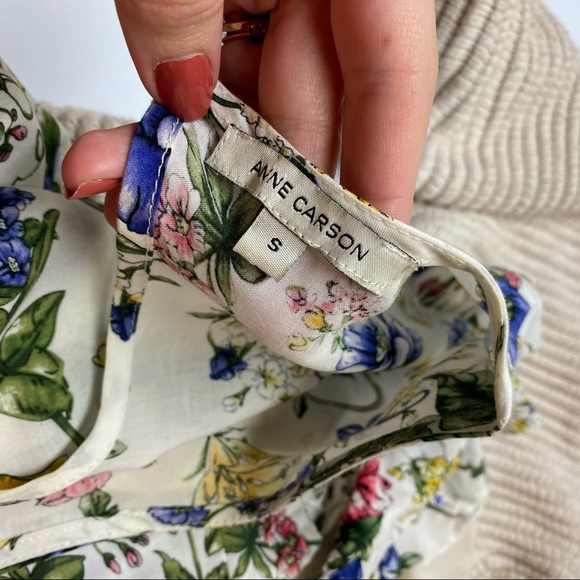 ANNE CARSON Sweet Pea Floral Flutter Top Blouse - Picture 9 of 11